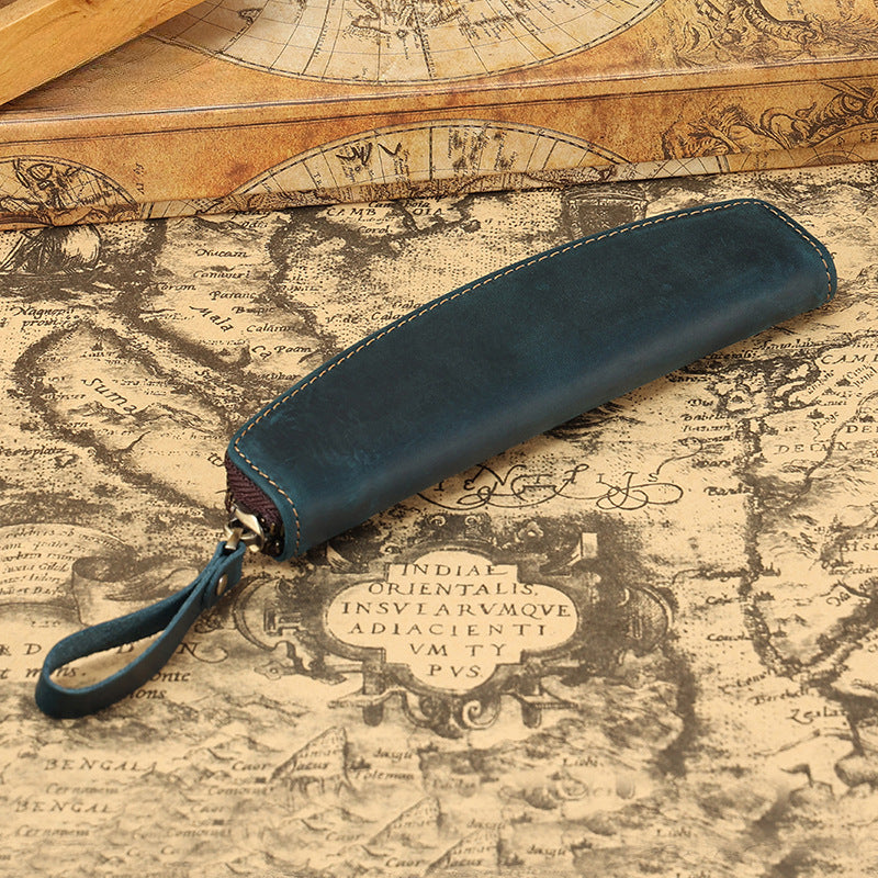 Wholesale Genuine Leather Simple Pen Storage Bag